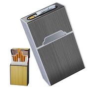 Étui à briquet intégré, support de boîte à coque rigide avec chauffage sans flamme, rangement de poche résistant à l'humidité for cigarettes de taille normale (jusqu'à 20)(Black)