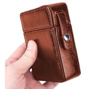 Étui À Briquet Rétro - Cuir PU Marron, Cadre En Acier Inoxydable Antirouille, Design Élégant, Support Pour Briquet Compact Pour | Cadeau Élégant Pour Mari Ou Bons Amis