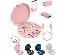 Étui à Câbles Humoristique 9 en 1, Adaptateur USB Multicharge, Carte Compacte Multifonctionnelle, Câble Type-C Micro USB 60W Charge Rapide (Rose)