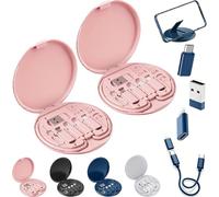 Étui à Câbles Humoristique 9 en 1, Adaptateur USB Multifonctionnel, Carte Compacte, Câble Type-C Micro USB 60W Charge Rapide (2PCS-C)