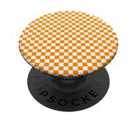 Étui à Carreaux Blanc Orange pour Retro Racing Grid Art PopSockets PopGrip Adhésif