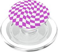Étui à Carreaux ondulés Violets pour l’Art de l’Illusion PopSockets PopGrip pour MagSafe
