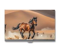 Étui à cartes de visite pour homme ou femme - Motif chevaux qui courent dans la tempête du désert