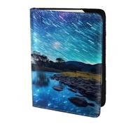 Étui à cartes en cuir avec imprimé étoile et rivière - Accessoires de voyage - Portefeuille pour homme et femme, noir, One Size