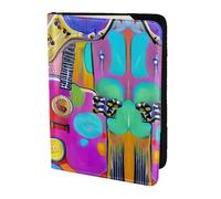 Étui à cartes en cuir avec imprimé guitare acoustique et colorée, accessoires de voyage, porte-passeport, pour homme et femme, noir, One Size