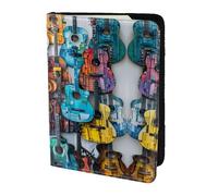 Étui à cartes en cuir avec imprimé guitare acoustique et colorée, accessoires de voyage, porte-passeport, pour homme et femme, noir, One Size