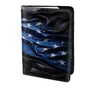 Étui à cartes en cuir avec motif drapeau américain bleu pour homme et femme, noir, One Size