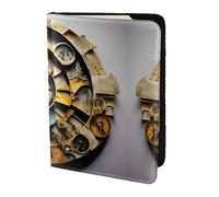 Étui à cartes en cuir avec motif horloge pour homme et femme, noir, One Size
