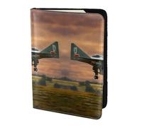 Étui à cartes en cuir imprimé avions de chasse pour homme et femme, noir, One Size