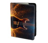 Étui à cartes en cuir imprimé guitare électrique - Accessoires de voyage - Porte-passeport - Pour homme et femme, noir, One Size