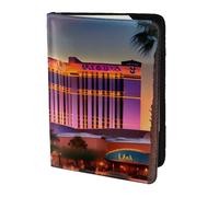 Étui à cartes en cuir imprimé Las Vegas Sunset 1 - Accessoires de voyage pour passeport - Pour homme et femme, noir, One Size
