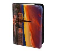 Étui à cartes en cuir imprimé Las Vegas Sunset pour homme et femme, noir, One Size
