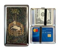 Étui à Cartes Fin en métal de Style Vintage, Fermeture à Pression sécurisée, Portefeuille Ultra Compact au Design Art déco for Hommes et Femmes(Unicorn)