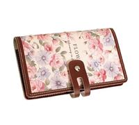 Étui à cartes imprimé à thème floral Grande capacité de 20 poches PVC résistant à l'eau Autorité de voyage portable, Camélia, Taille unique