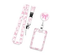 Étui à cartes papillon et cordon coulissant en ABS avec sangle de cou et porte-badge rétractable pour bureau, école et cordon amovible