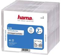 Hama Boîtier slim pour CD – 2 disques – transparent – Pack de 25