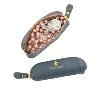 Étui à Chapelet personnalisé avec Fermeture éclair en Cuir, nom personnalisé, Croix Multicolore, Petit Porte-Chapelet de Voyage, Porte-Monnaie, Cadeau pour Femme, mère, chrétienne, catholique