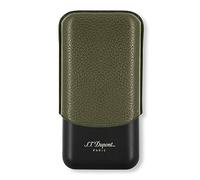 Etui à cigares 3 cigares St Dupont Cuir Kaki et métal Noir Mat