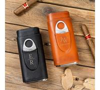 Étui à cigares en cuir personnalisé avec coupe-cigare, humidificateurs à cigares de voyage gravés, cadeaux pour enterrement de vie de garçon, garçons d'honneur et témoins de mariage