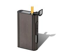 Étui à cigarettes à éjection portable, boîte à cigarettes en métal résistant à l'humidité et à la pression en alliage d'aluminium, peut contenir 10 cigarettes épaisses, accessoires pour fumeurs,Black
