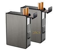 Étui à cigarettes automatique à ouverture facile for 20 cigarettes, étui rigide portable en métal, contenant à cigarettes en aluminium et ABS résistant aux chocs(Gray)