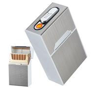 Étui à cigarettes avec boîte à briquet, dispositif d'allumage Rechargeable par USB, rangement de poche Portable résistant à l'humidité(Silver)