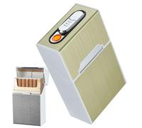 Étui à cigarettes avec boîte à briquet, dispositif d'allumage Rechargeable par USB, rangement de poche Portable résistant à l'humidité(Gold)