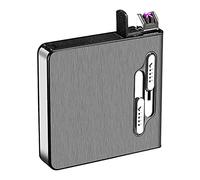 Étui à Cigarettes avec Briquet, boîte à Cigarettes Automatique, briquets USB à Double Arc, Briquet électrique Coupe-Vent sans Flamme Rechargeable 2 en 1 - Peut accueillir 20 Cigarettes, Noir