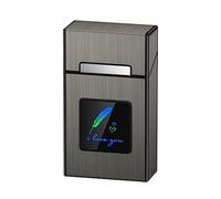 Étui à cigarettes avec briquet Briquet USB intégré Boîte à cigarettes 2 en 1 Briquets coupe-vent sans flamme rechargeables électroniques Contient 20 cigarettes ordinaires (Color : Black Brushed) ( Col
