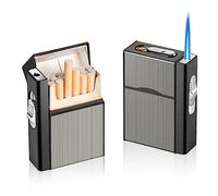 Étui à Cigarettes Avec Briquet Coupe-Vent - Boîte en Aluminium Pour 20 Fûts, Briquet à Gaz Rechargeable USB (Vendu Sans Gaz)