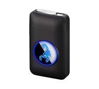 Étui à cigarettes avec briquet, étui à cigarettes graphique LED, 2 en 1, portable, électronique, sans flamme, rechargeable, élégant - Scorpion noir