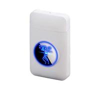 Étui à cigarettes avec briquet, étui à cigarettes graphique LED, 2 en 1, portable, électronique, sans flamme, rechargeable, élégant, blanc