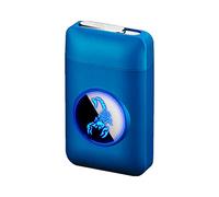 Étui à cigarettes avec briquet - Étui à cigarettes graphique LED 2 en 1 - Portable, électronique, sans flamme, rechargeable, élégant - Scorpion, Bleu