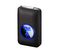 Étui à cigarettes avec briquet, étui à cigarettes graphique LED, 2 en 1, portable, électronique, sans flamme, rechargeable, élégant, noir