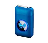 Étui à cigarettes avec briquet - Étui à cigarettes graphique LED 2 en 1 - Portable, électronique, sans flamme, rechargeable, élégant - Aigle, bleu