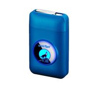 Étui à cigarettes avec briquet - Étui à cigarettes graphique LED 2 en 1 - Portable, électronique, sans flamme, rechargeable, élégant, loup bleu