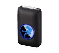 Étui à cigarettes avec briquet, étui à cigarettes graphique LED 2 en 1 - Portable, électronique, sans flamme, rechargeable, élégant - Noir, tigre
