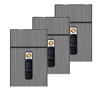 Étui à Cigarettes avec Briquet, Format 100 Cigarettes, Boîte Métallique pour Hommes Et Femmes, étuis pour Accessoires De Fumeur, Briquets électriques Rechargeables sans Flamme Et étanches(3PCS)