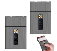 Étui à Cigarettes avec Briquet, Format 100 Cigarettes, Boîte Métallique pour Hommes Et Femmes, étuis pour Accessoires De Fumeur, Briquets électriques Rechargeables sans Flamme Et étanches(2PCS)