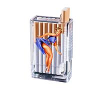 Etui à Cigarettes avec Briquet Full Pack 20 Regular Cigarettes Box Portable Cigarettes Holder USB Lighters 2 in 1 Best Birthday for Women Men (Pattern 8)