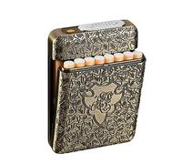 Étui à cigarettes avec briquet USB - 16 pièces - 84 mm - Briquets électriques rechargeables sans flamme et coupe-vent - Bronze