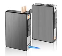 Étui À Cigarettes Avec Briquet: WIYETY 2 Pièces Boîte À Cigarettes En Aluminium Amovible, Briquet Tempête Coupe-Vent À Gaz Peut Contenir 20, Chargement USB (Vendu Sans Gaz)