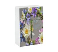 Étui à cigarettes avec image de libellule dans une couronne - Élégant et léger - Pour distributeur de cigarettes - Étanche - Accessoires pour le camping et la randonnée
