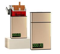 Étui à Cigarettes Avec Minuterie de Verrouillage, Boîte Portable Avec Écran LCD pour 84 mm King Size (Court), Doré