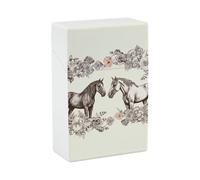 Étui à cigarettes avec motif fleurs et chevaux dessinés à la main, étui à cigarettes portable durable et distributeurs de cigarettes