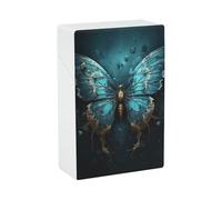 Étui à cigarettes avec motif papillon bleu - Petit étui de rangement pour briquet - Boîte de rangement élégante pour cigarettes pour homme et femme