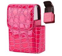 Étui à cigarettes avec porte-basse pour 20 cigarettes Étui à cigarette rose pour femmes portables en cuir imprimé d'alligator tendance avec cuir en boucle de ceinture