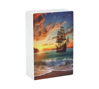 Étui à cigarettes « Bateau pirate au coucher du soleil » pour adulte, étanche et résistant aux chocs, boîte de voyage compacte en plastique pouvant contenir 20 cigarettes, rangement portable et protec