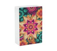 Étui à cigarettes bohème mandala à fleurs colorées, fermeture à pression, design printanier, étui de voyage en plastique à clapet pour hommes et femmes