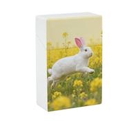 Étui à cigarettes - Boîte à cigarettes avec distributeur à une pression, motif lapin dans des fleurs de viol, boîte à cigarettes compacte vintage, rangement portable pour hommes et femmes